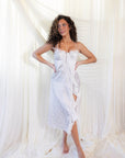 Sofia Silky Flora Midi Dress in Dove