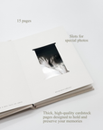 Linen Wedding Guest Book with white text