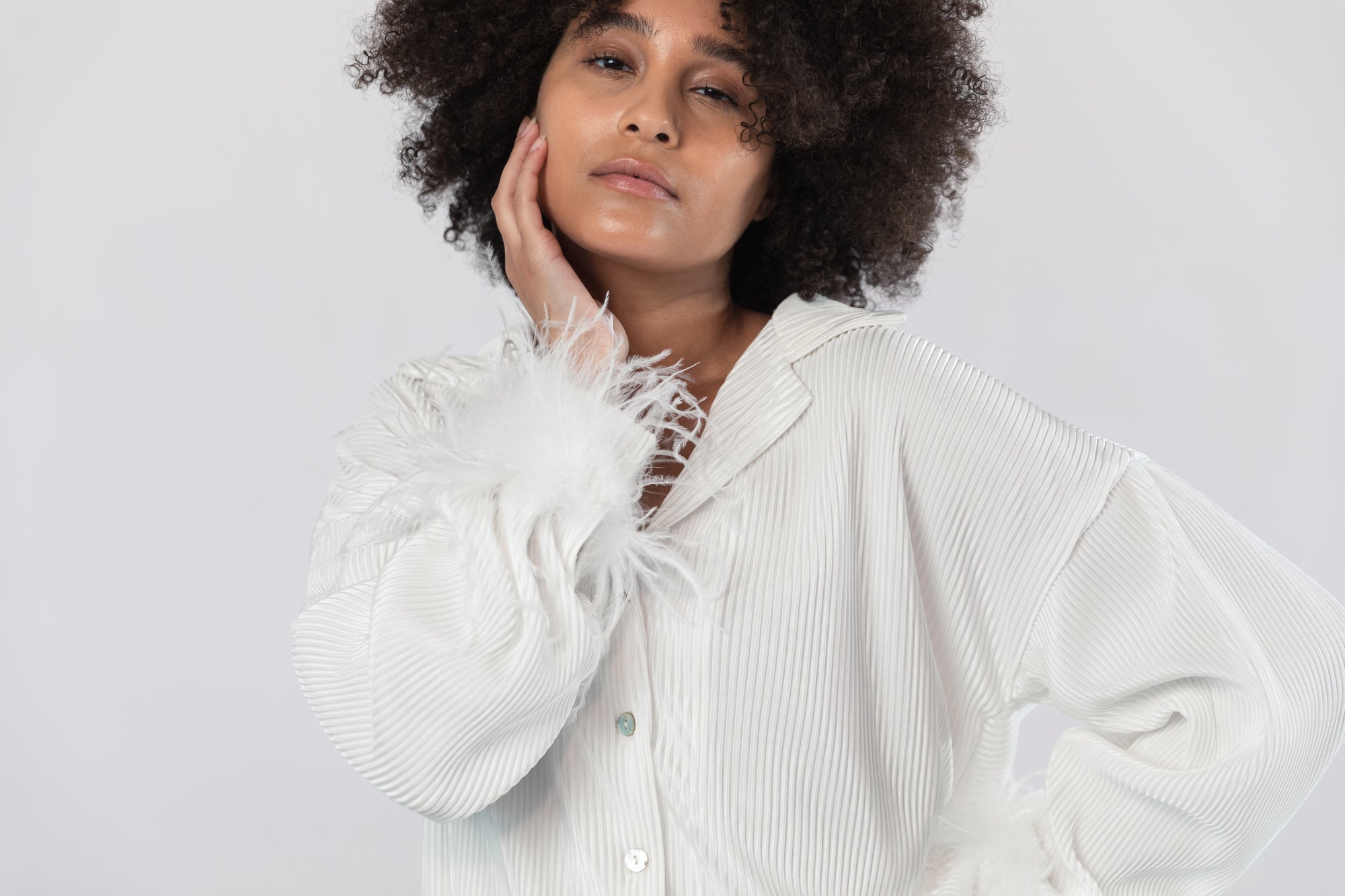 Pleated Bridal Set in Dove