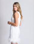 Piper Sleeveless Detachable Feather Pearly Mini