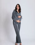 Detachable Feather Pleats Please Set in Platinum