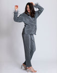 Detachable Feather Pleats Please Set in Platinum