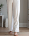 Ruffle Bamboo Pajama Bridal Pant Set in Dove