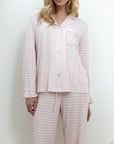 Ruffle Bamboo Pajama Set in Pink Gingham