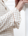 Ruffle Bamboo Pajama Set in Tan Gingham
