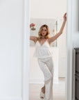 Avery Floral Jacquard Cami Pant Set in Dove