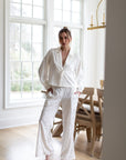Lily Bridal Floral Jacquard Tie Front Pant Set in Dove