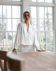 Lily Bridal Floral Jacquard Tie Front Pant Set in Dove