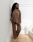 Pleated Set in Mocha Mousse