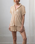 Pleated Short Set in Champagne