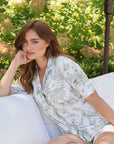 Olive Toile Ruffle Bamboo Pajama Short Set