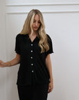 Pleats Please Short Sleeve Bridal Pant Set in Noir