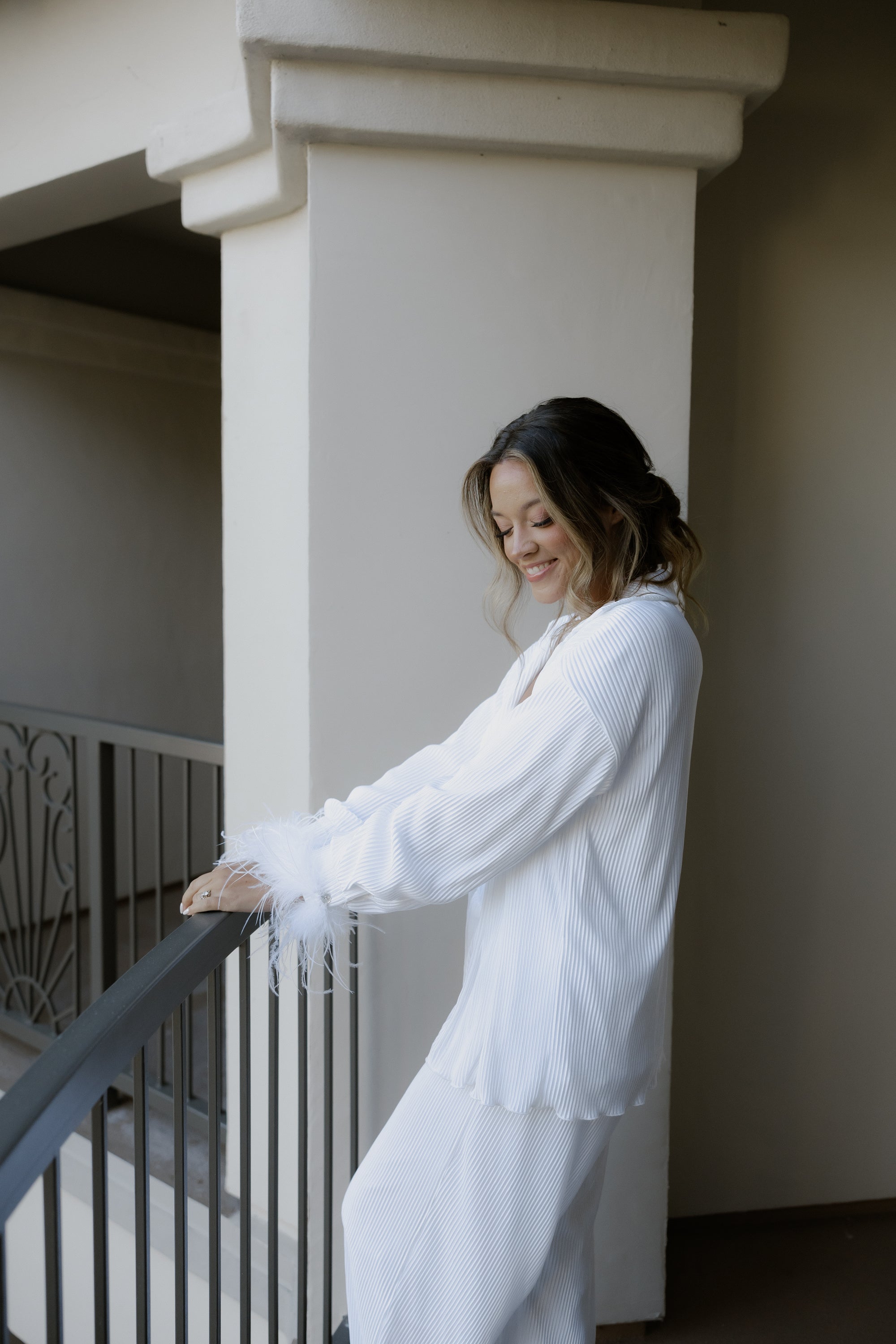 Pleated Bridal Set in Dove