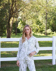 Olive Toile Ruffle Bamboo Pajama Pant Set