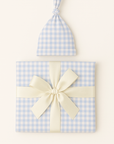 Bamboo Baby Swaddle Blanket & Hat in Blue Gingham