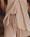 Pleated Short Set in Champagne