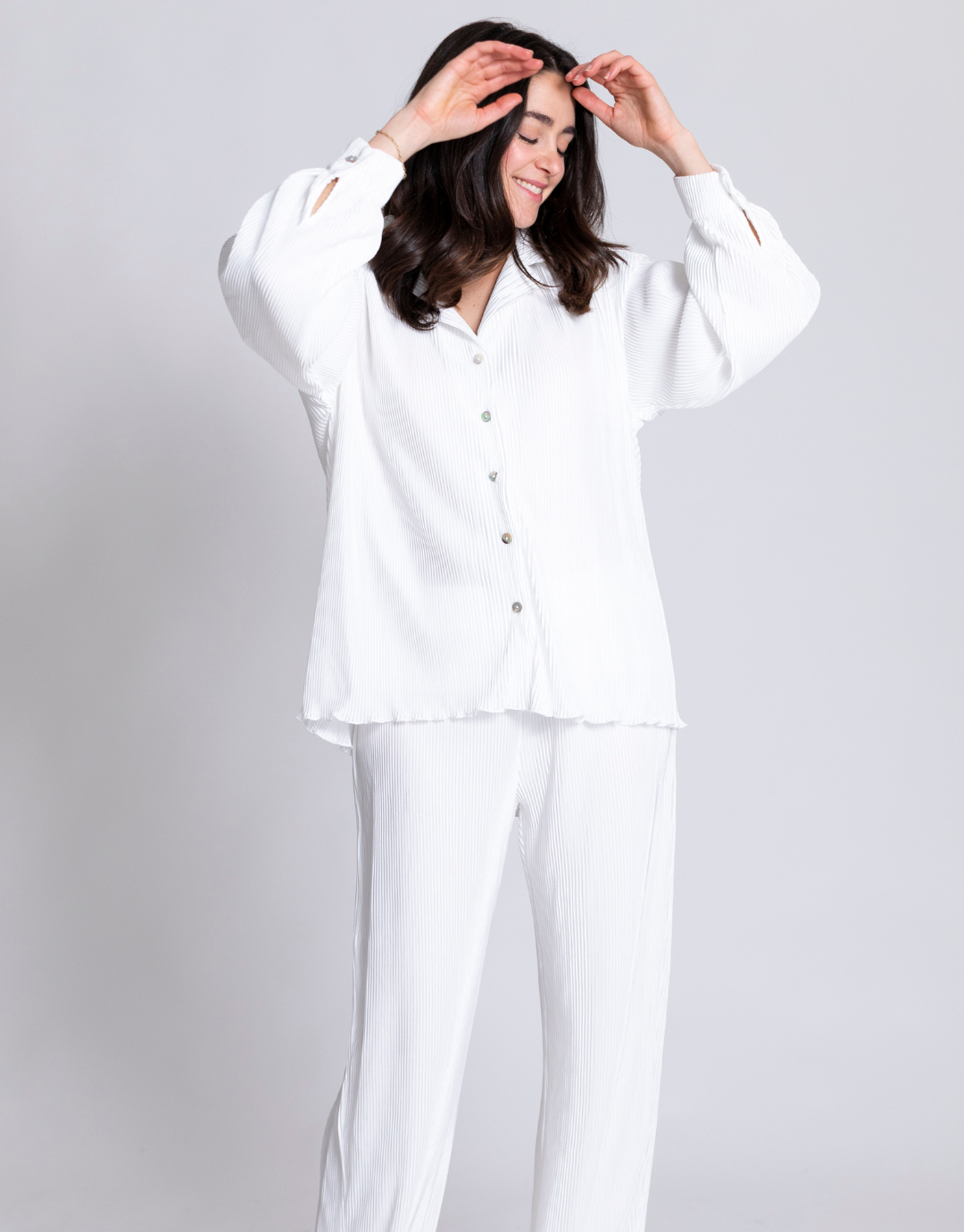 Pleated Bridal Set in Dove