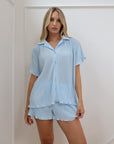 Pleats Short Bridal Set in Light Blue