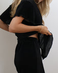 Pleats Please Short Sleeve Bridal Pant Set in Noir