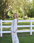 Olive Toile Ruffle Bamboo Pajama Pant Set