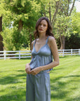 Estelle Silky Satin Set in Dusty Blue