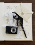 Linen Wedding Guest Book with white text