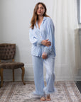Pleated Luxe Feather Bridal Set in Powder Blue