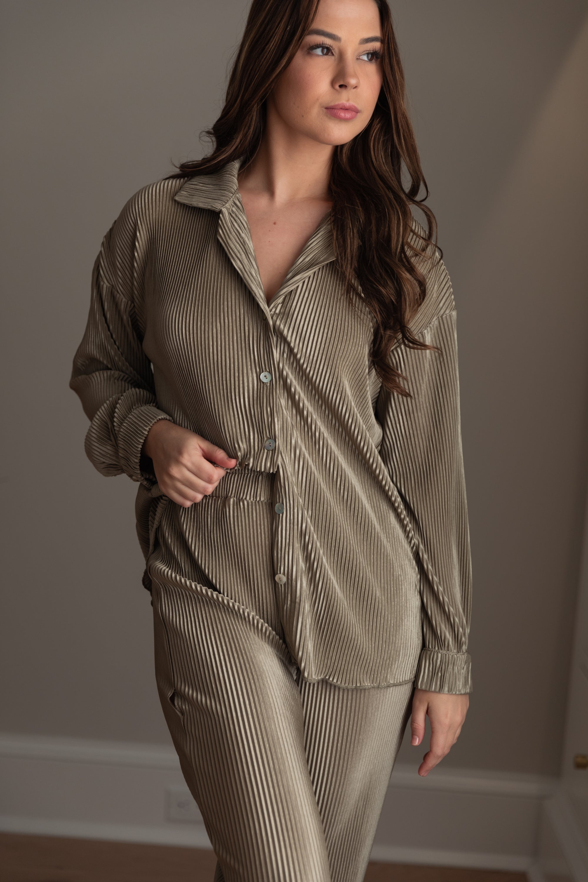 Pleated Set in Sage