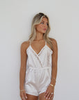 Sara Silky Lace Bridal Romper