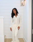 Jewel Feather Pleats in Ivory