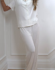 Ruffle Bamboo Pajama Short Bridal Sleeve Pant Set in Dove