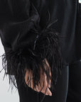 Noir Detachable Feather Cuffs (Set of 2)