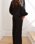 Lily Bridal Jacquard Tie Front Pant Set in Noir