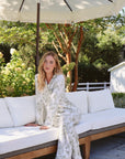 Olive Toile Ruffle Bamboo Pajama Pant Set