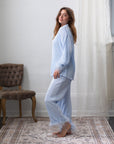 Pleated Luxe Feather Bridal Set in Powder Blue