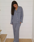 Ruffle Bamboo Pajama Set in Navy Gingham