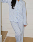 Ruffle Bamboo Pajama Set in Blue Gingham