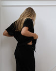 Pleats Please Short Sleeve Bridal Pant Set in Noir