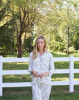 Olive Toile Ruffle Bamboo Pajama Pant Set