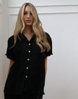 Pleats Please Short Sleeve Bridal Pant Set in Noir