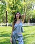 Estelle Silky Satin Set in Dusty Blue