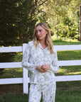Olive Toile Ruffle Bamboo Pajama Pant Set