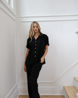 Pleats Please Short Sleeve Bridal Pant Set in Noir