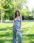Estelle Silky Satin Set in Dusty Blue