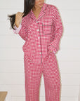 Ruffle Bamboo Pajama Set in Berry Gingham