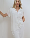 Pleats Please Short Sleeve Bridal Pant Set in Dove
