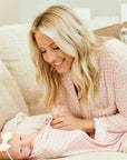 Bamboo Baby Swaddle Blanket & Headband in Pink Gingham