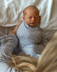 Bamboo Baby Swaddle Blanket & Hat in Blue Gingham