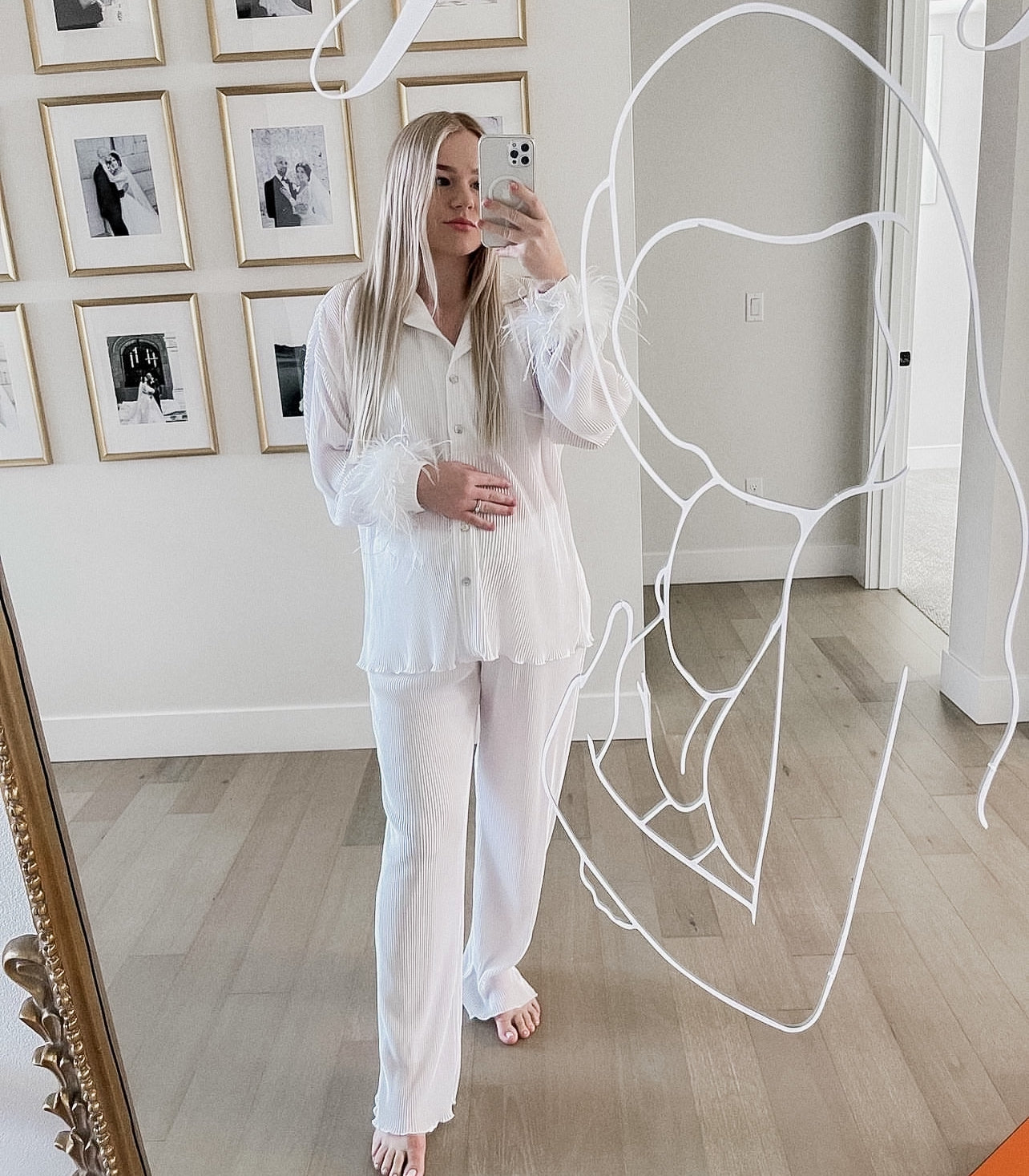 Pleated Bridal Set in Dove