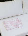 Bamboo Baby Swaddle Blanket & Hat Set in Rose Toile